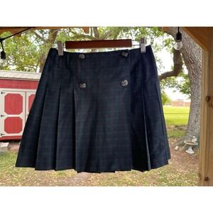 Vintage Tracy Evans Plaid Pleated Skirt Juniors 7 Blue Green Tartan Academia 90s